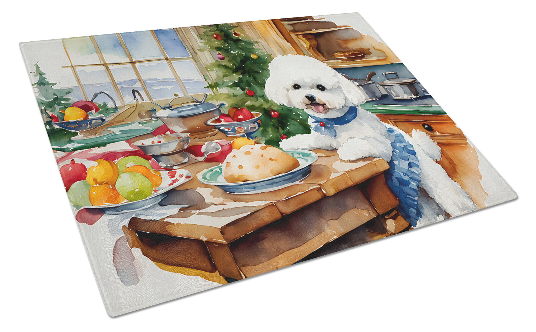 Buy this Bichon Frise Christmas Cookies Glass Cutting Board