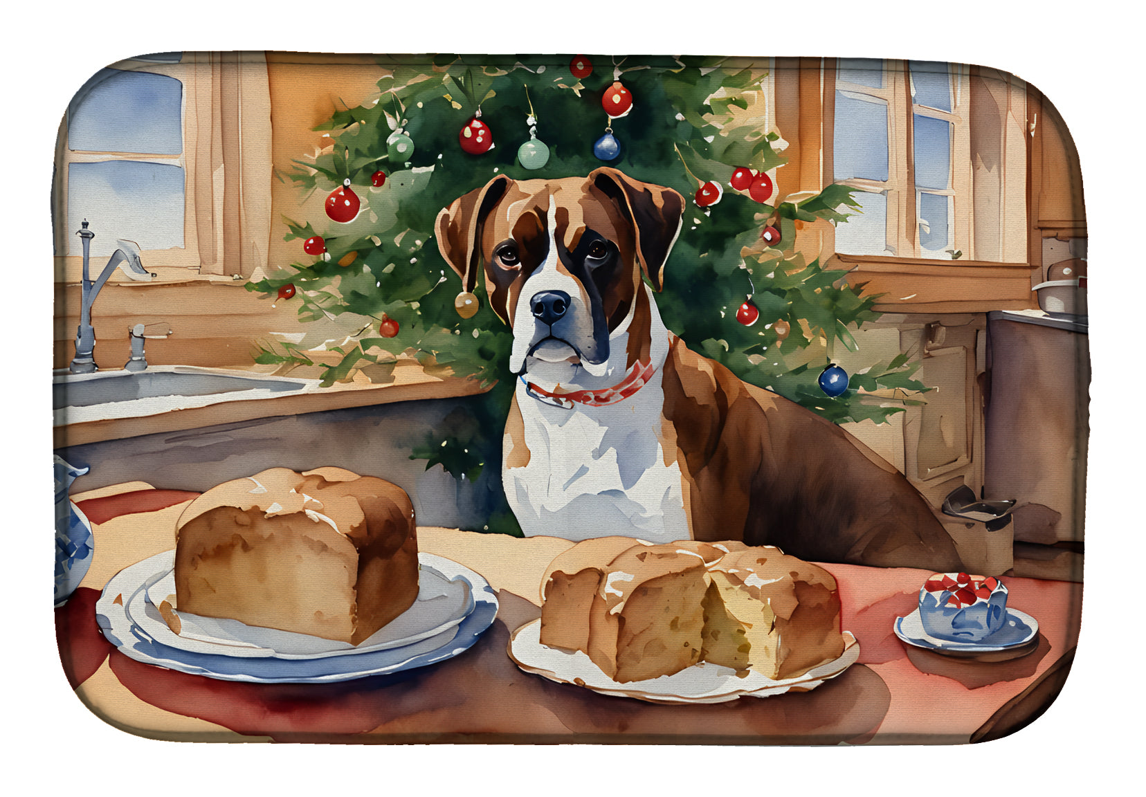 Buy this Boxer Christmas Cookies Dish Drying Mat