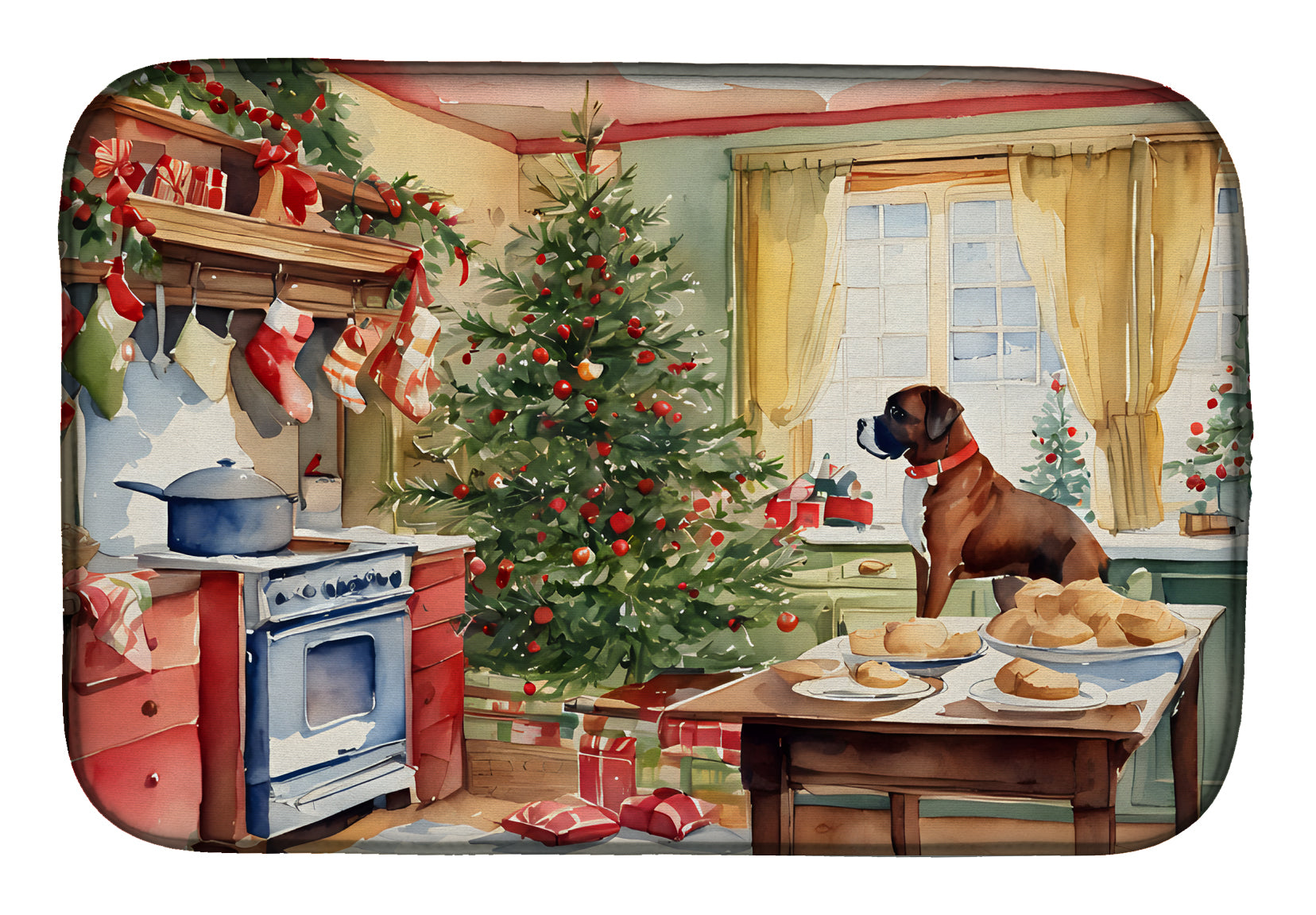 Buy this Boxer Christmas Cookies Dish Drying Mat