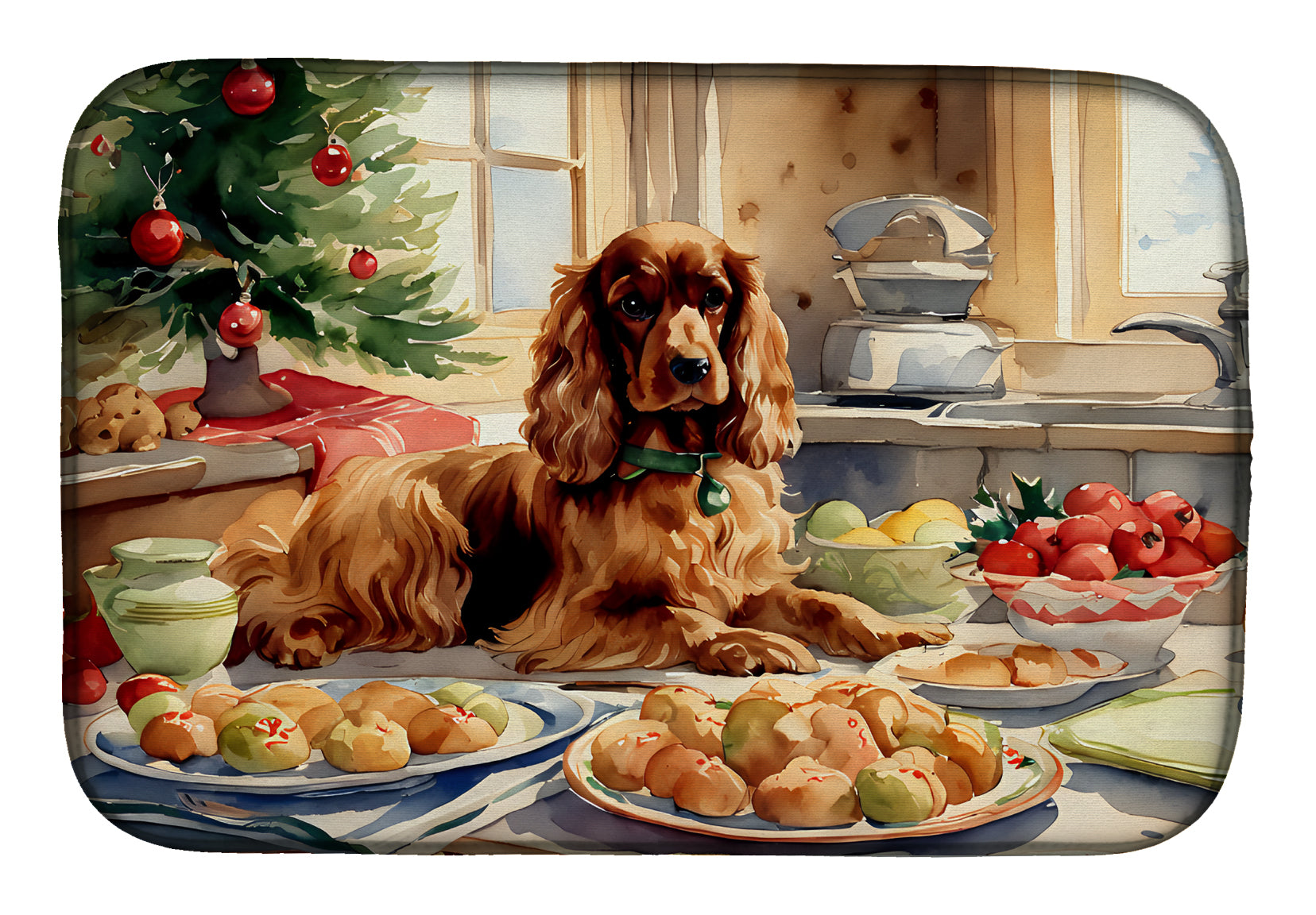 Buy this Cocker Spaniel Christmas Cookies Dish Drying Mat