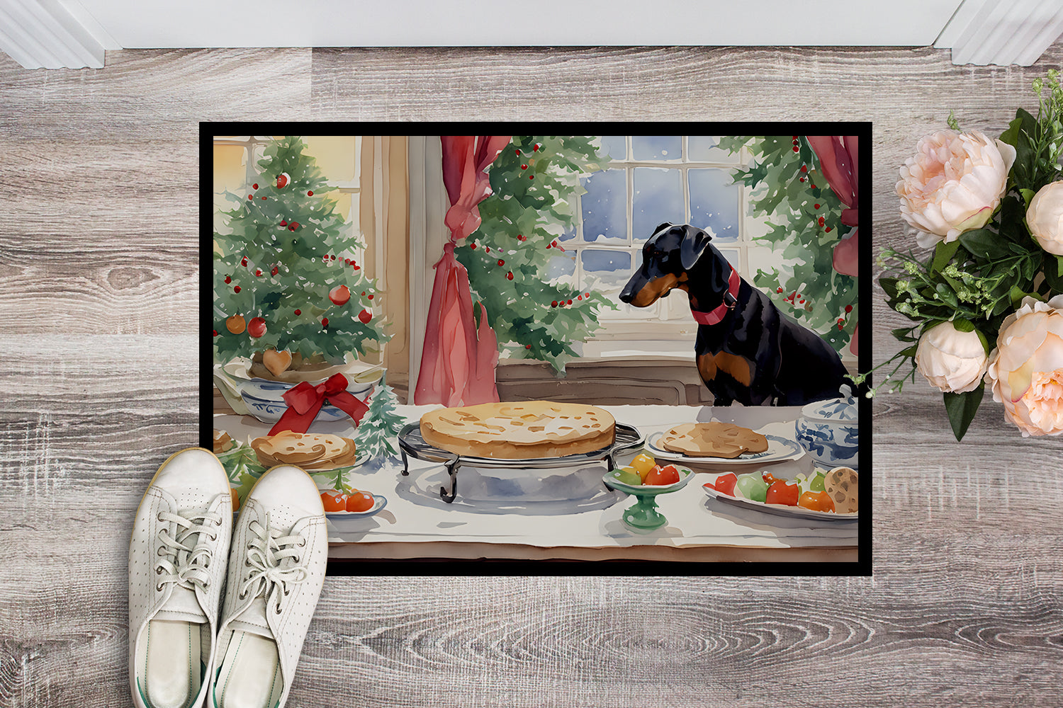 Buy this Doberman Pinscher Christmas Cookies Doormat