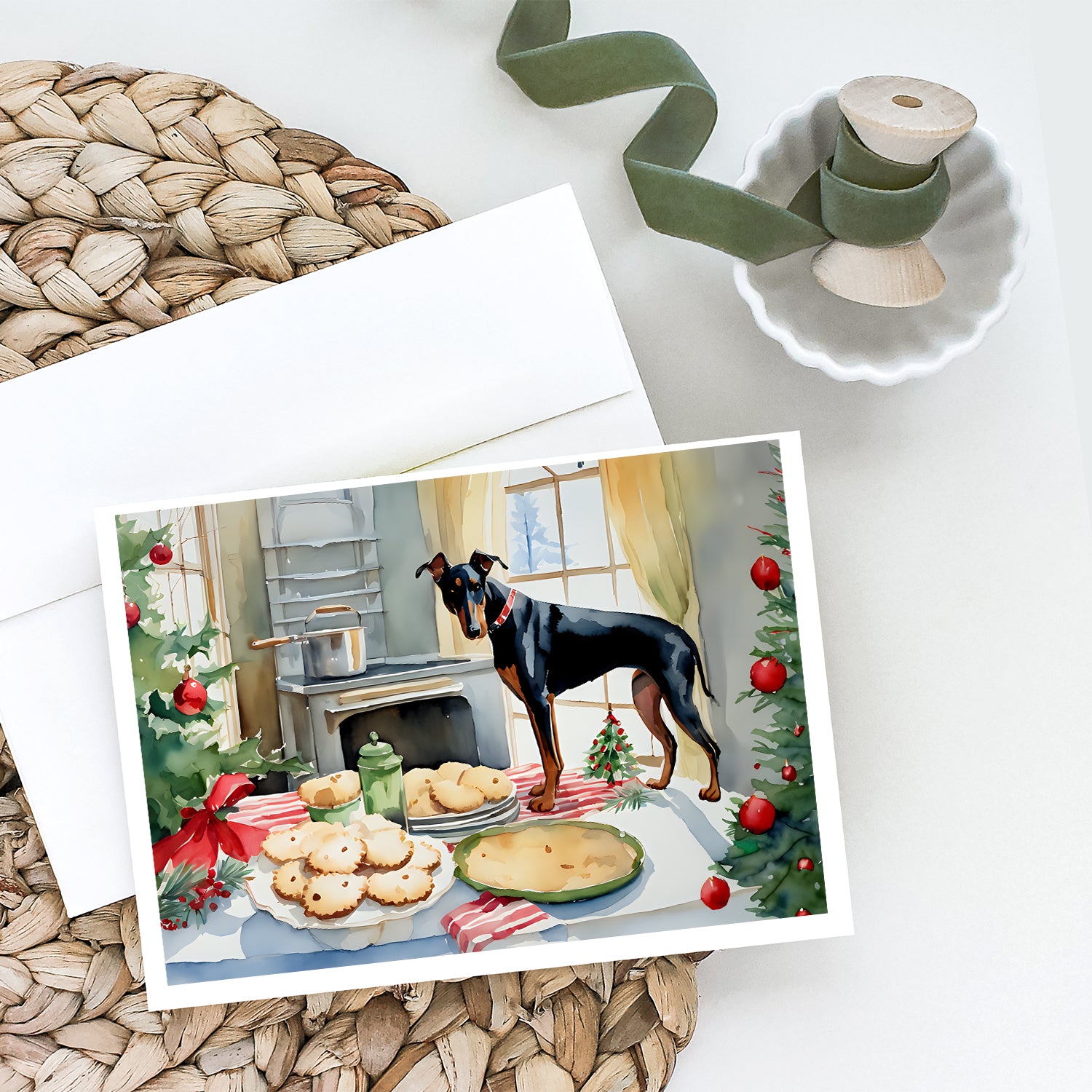 Buy this Doberman Pinscher Christmas Cookies Greeting Cards Pack of 8