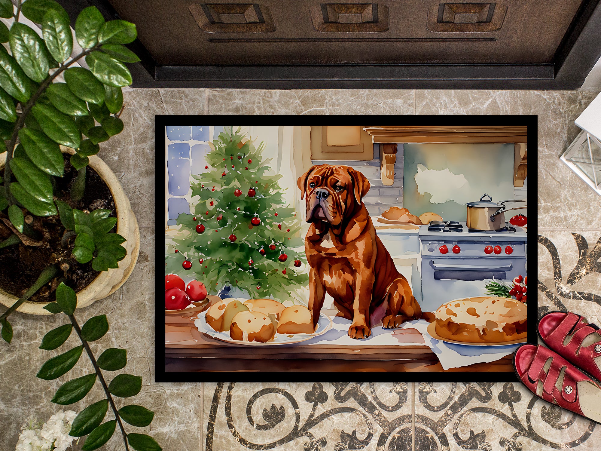 Dogue de Bordeaux Christmas Cookies Doormat