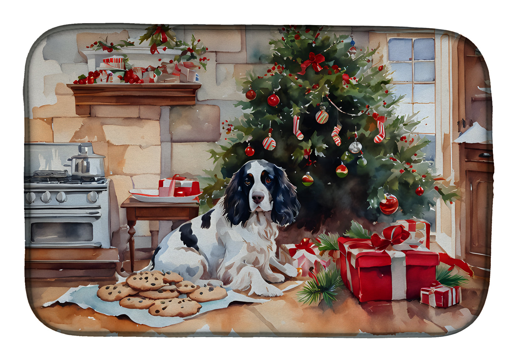 Buy this English Springer Spaniel Christmas Cookies Dish Drying Mat