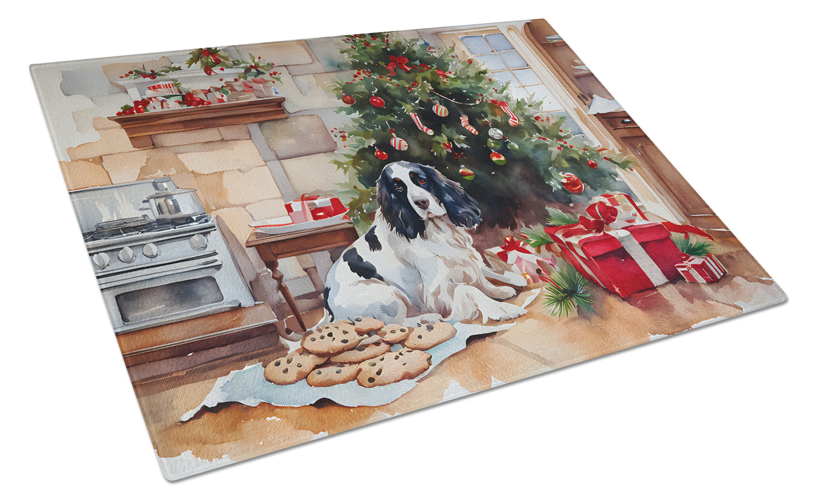 Buy this English Springer Spaniel Christmas Cookies Glass Cutting Board