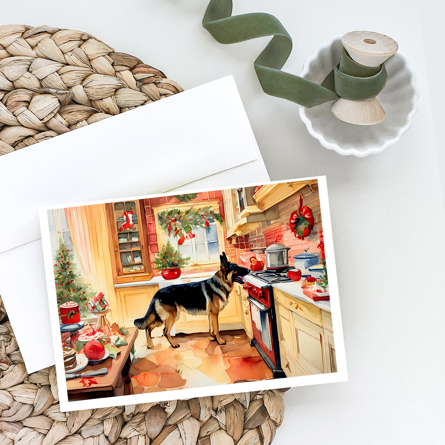 German Shepherd Christmas Cookies Greeting Cards Pack of 8