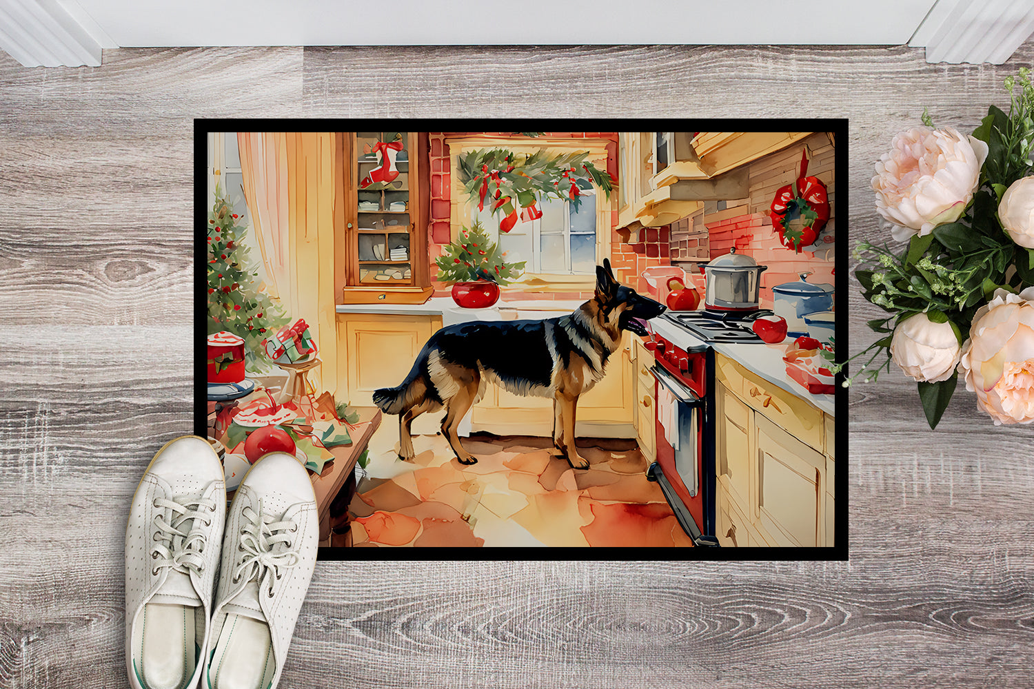 German Shepherd Christmas Cookies Doormat