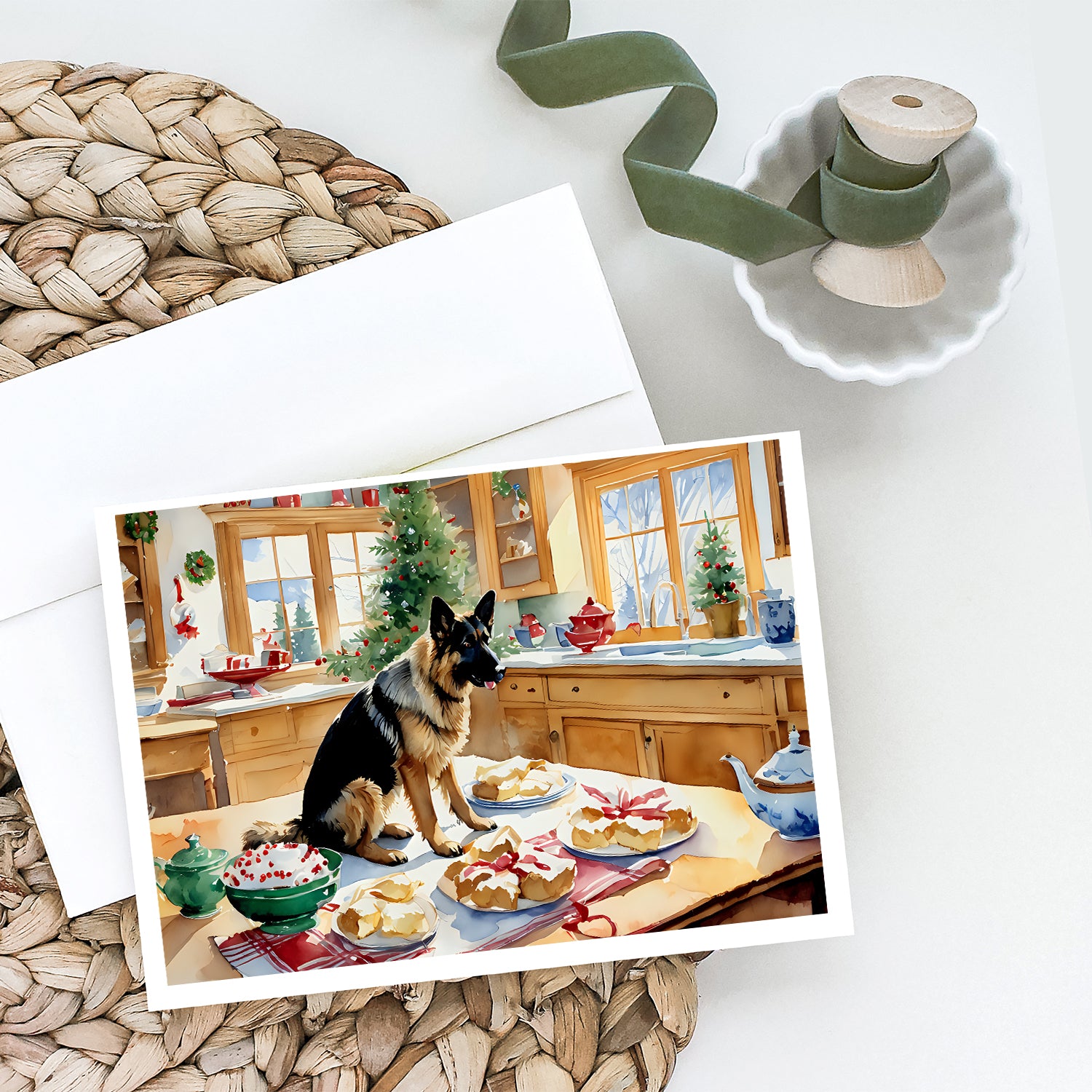 German Shepherd Christmas Cookies Greeting Cards Pack of 8