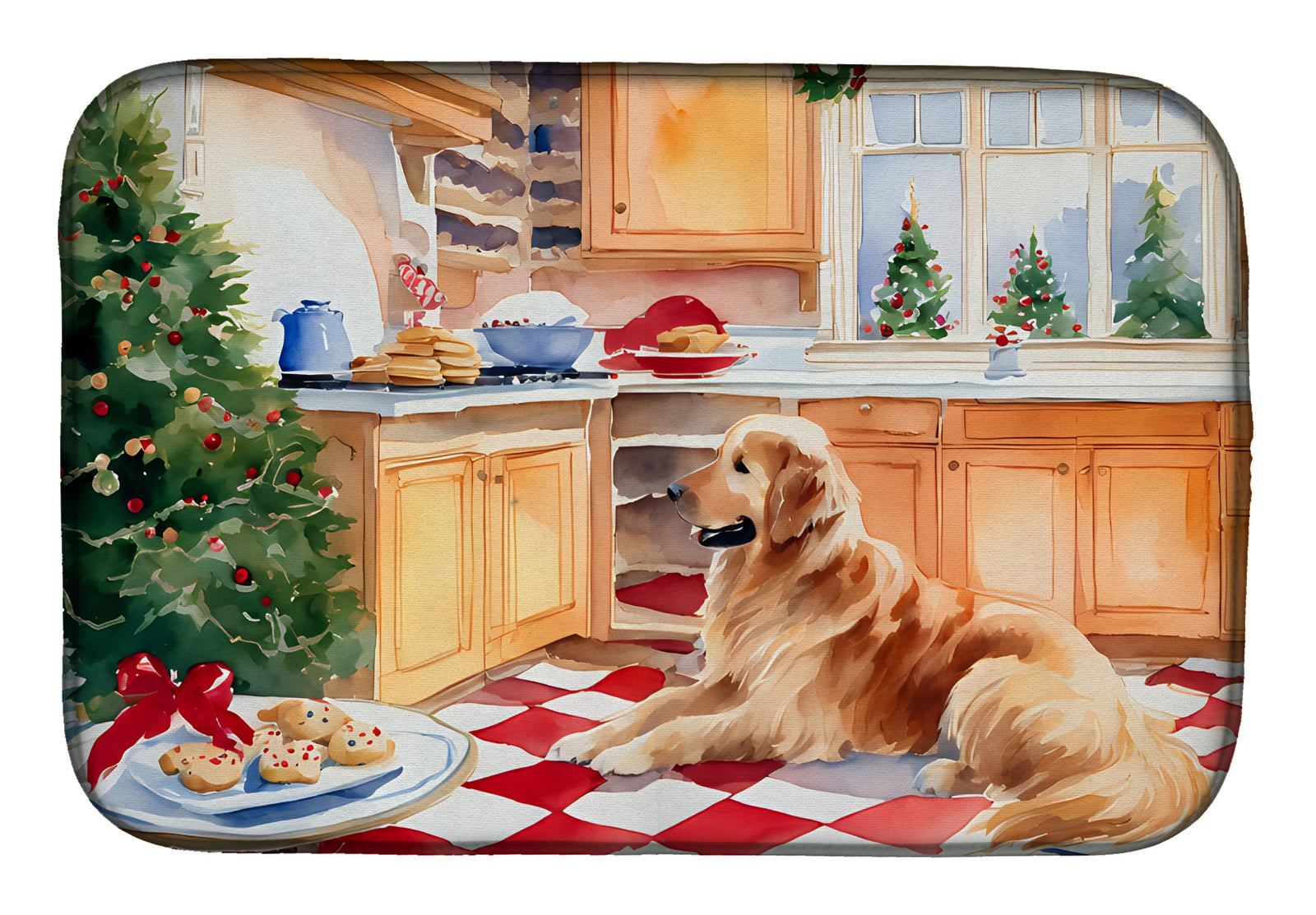 Buy this Golden Retriever Christmas Cookies Dish Drying Mat