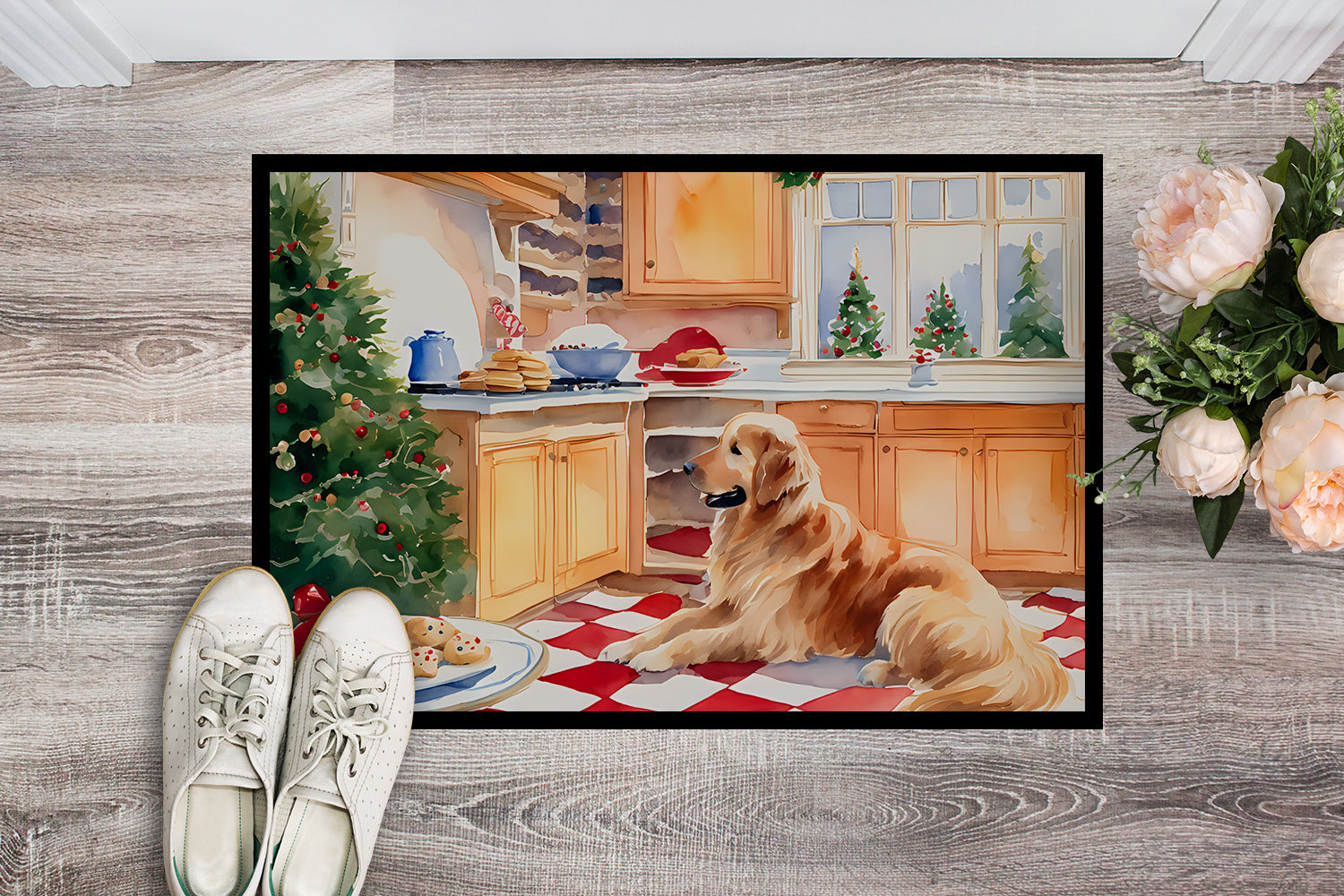 Golden Retriever Christmas Cookies Doormat