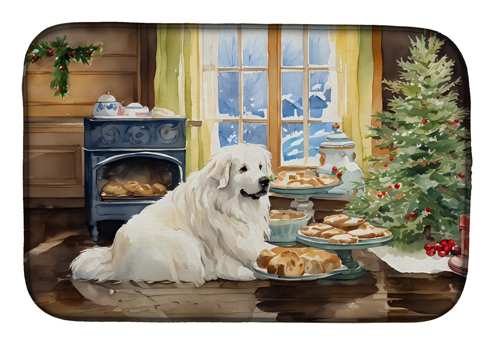 Buy this Great Pyrenees Christmas Cookies Dish Drying Mat