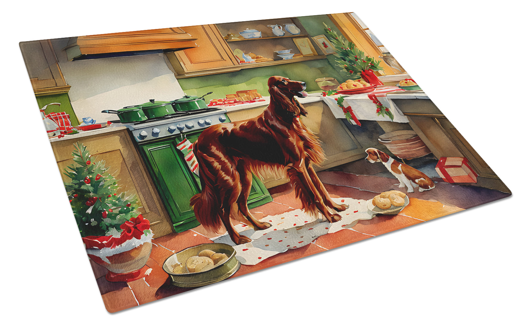 Buy this Irish Setter Christmas Cookies Glass Cutting Board