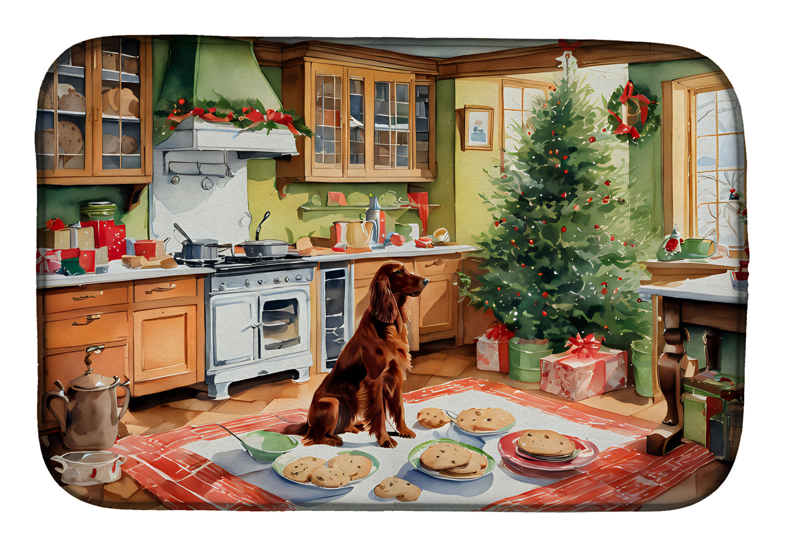 Buy this Irish Setter Christmas Cookies Dish Drying Mat