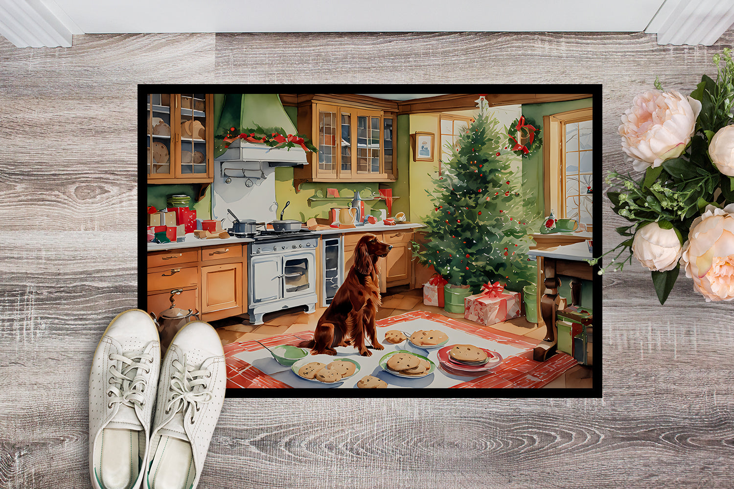 Irish Setter Christmas Cookies Doormat