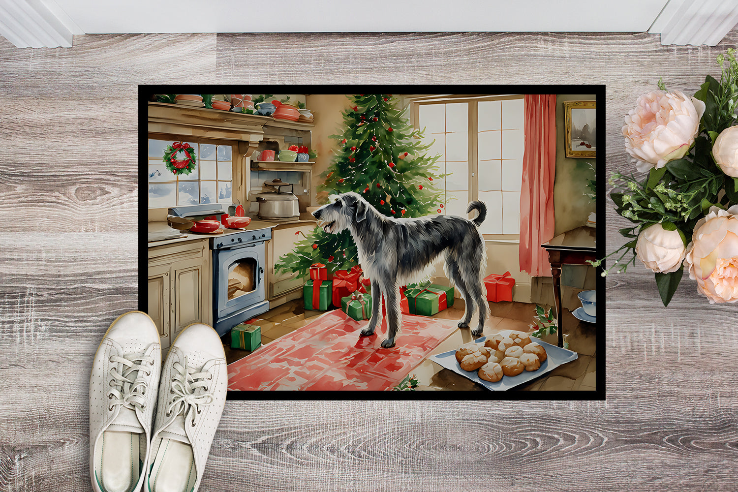 Buy this Irish Wolfhound Christmas Cookies Doormat