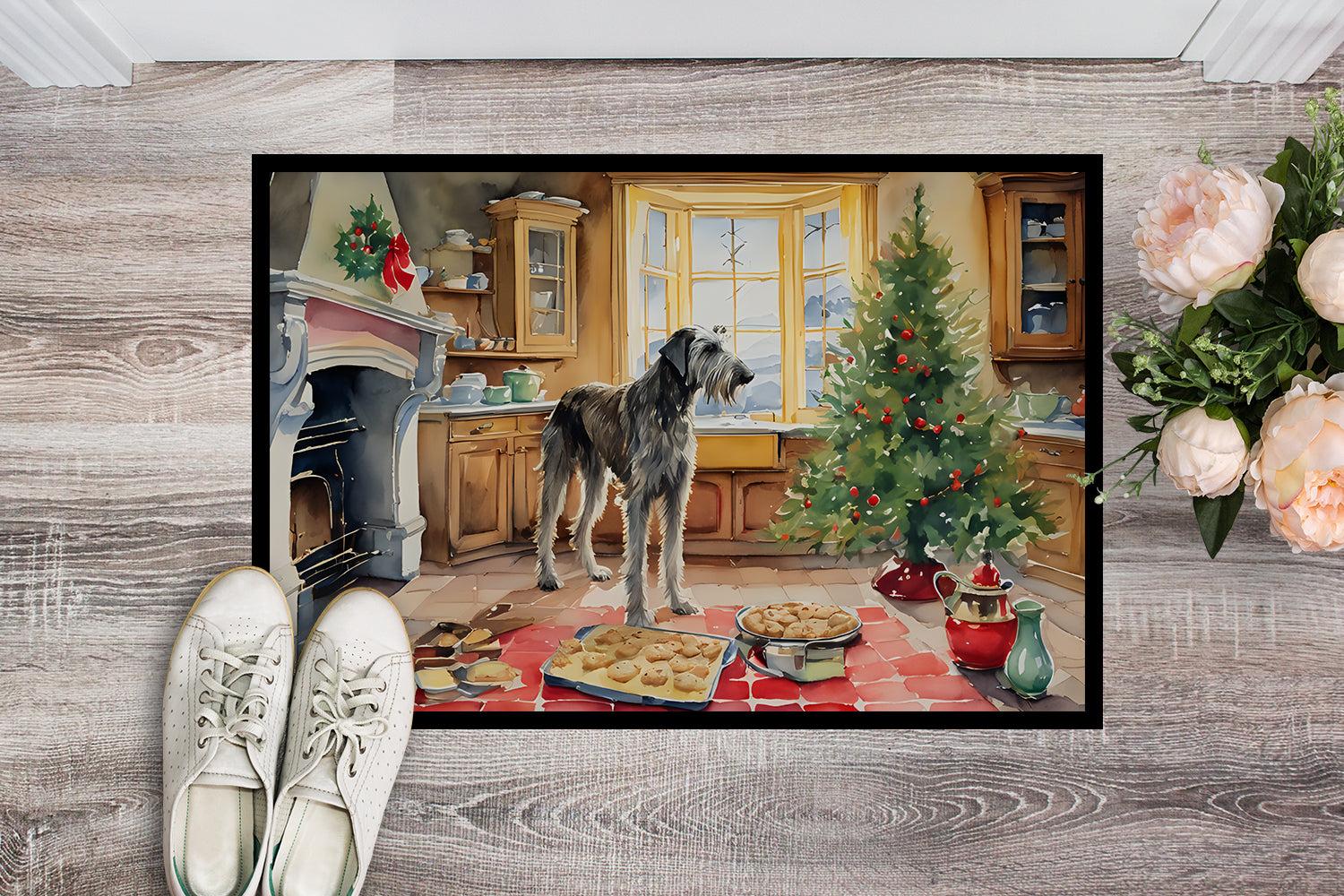 Buy this Irish Wolfhound Christmas Cookies Doormat