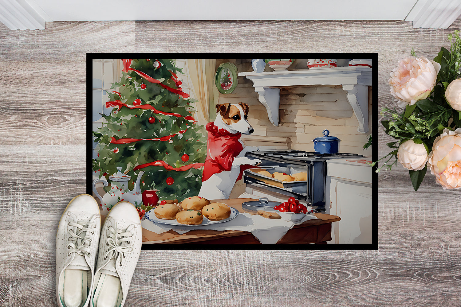 Jack Russell Terrier Christmas Cookies Doormat