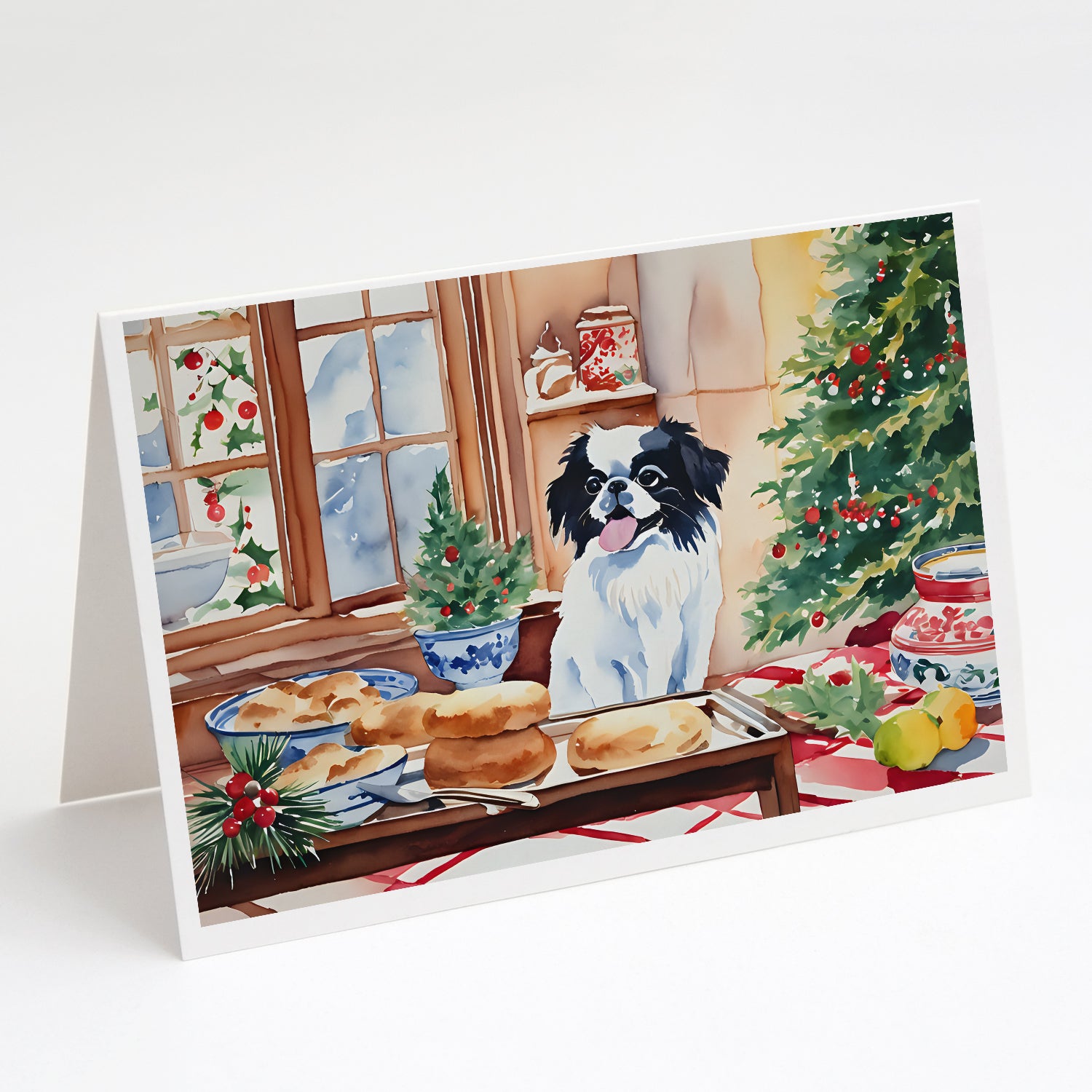 Buy this Japanese Chin Christmas Cookies Greeting Cards Pack of 8