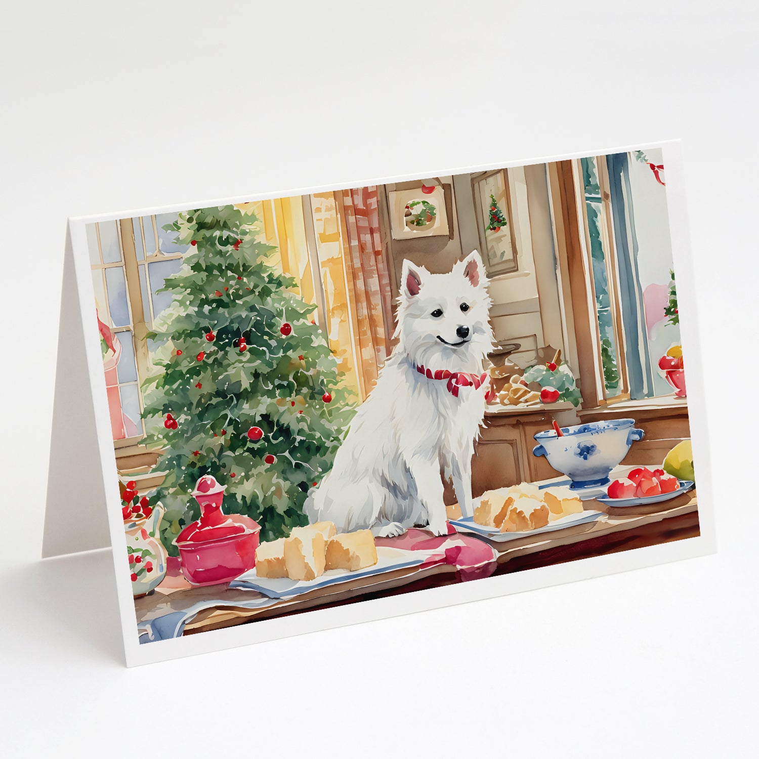 Buy this Japanese Spitz Christmas Cookies Greeting Cards Pack of 8