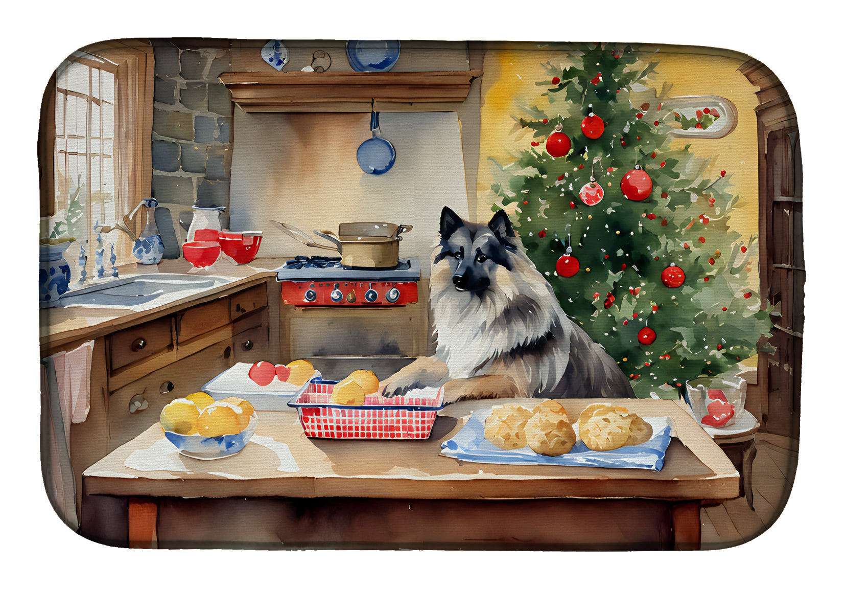 Buy this Keeshond Christmas Cookies Dish Drying Mat