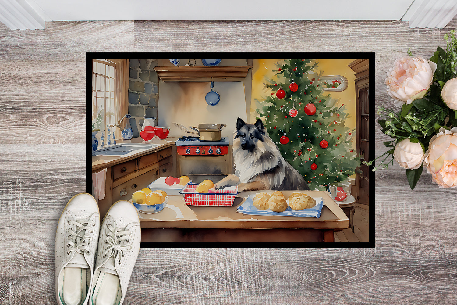 Buy this Keeshond Christmas Cookies Doormat