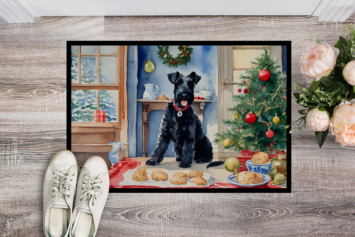 Kerry Blue Terrier Christmas Cookies Doormat