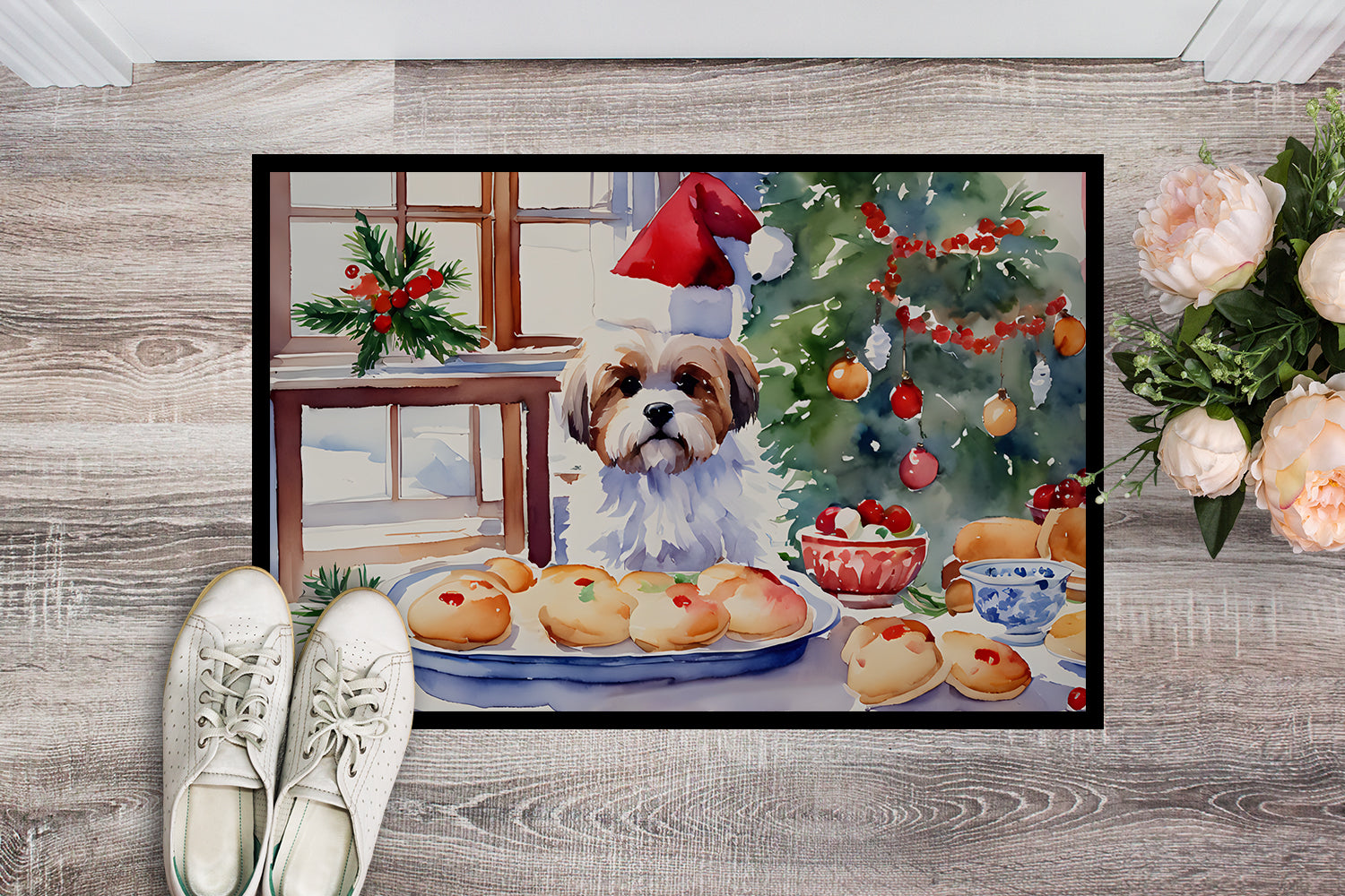 Buy this Lhasa Apso Christmas Cookies Doormat