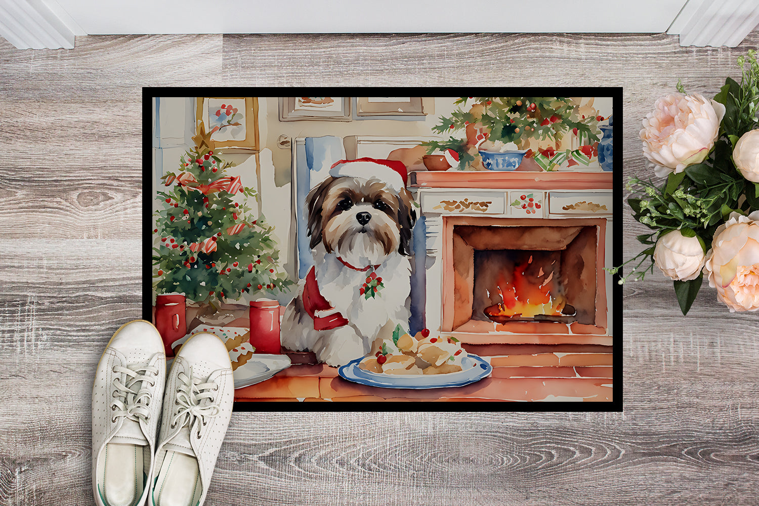 Buy this Lhasa Apso Christmas Cookies Doormat