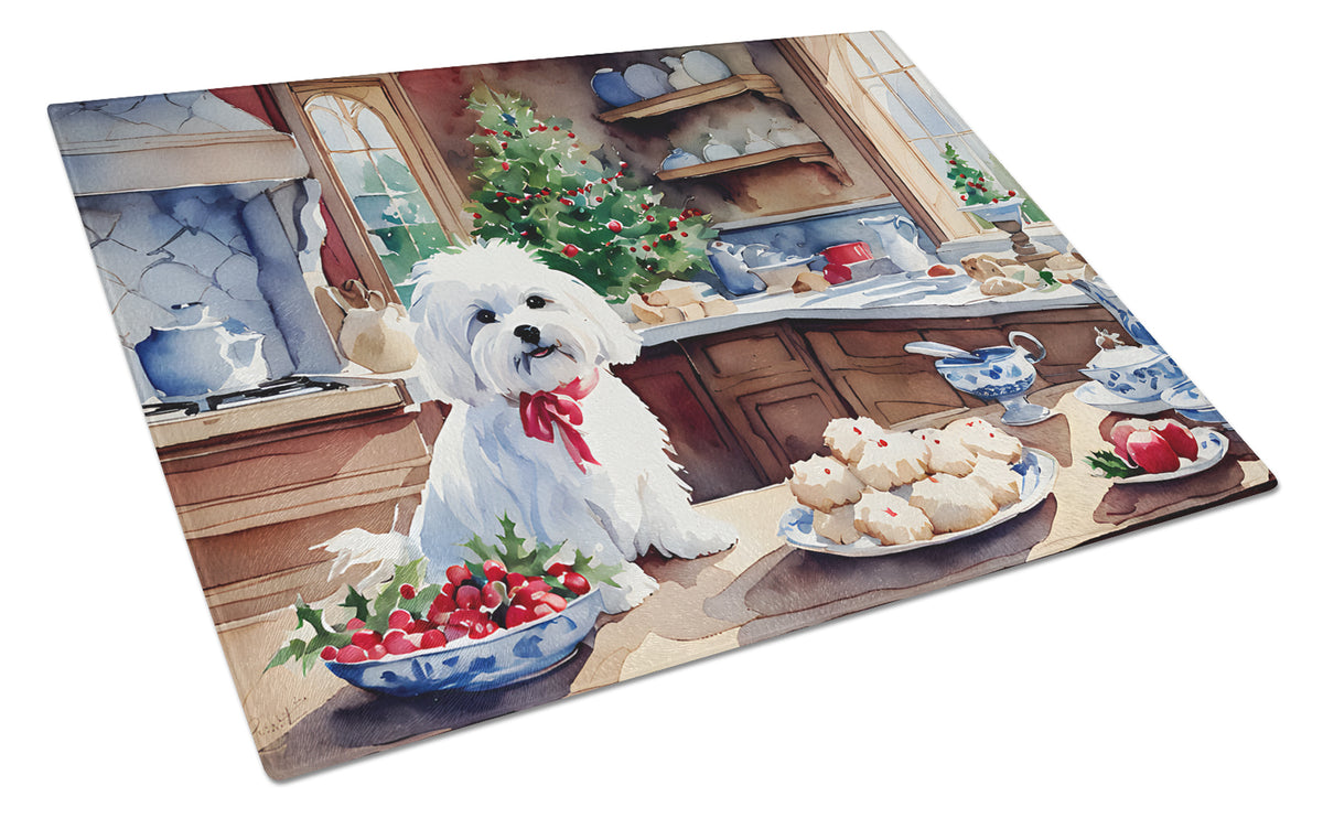 Buy this Maltese Christmas Cookies Glass Cutting Board