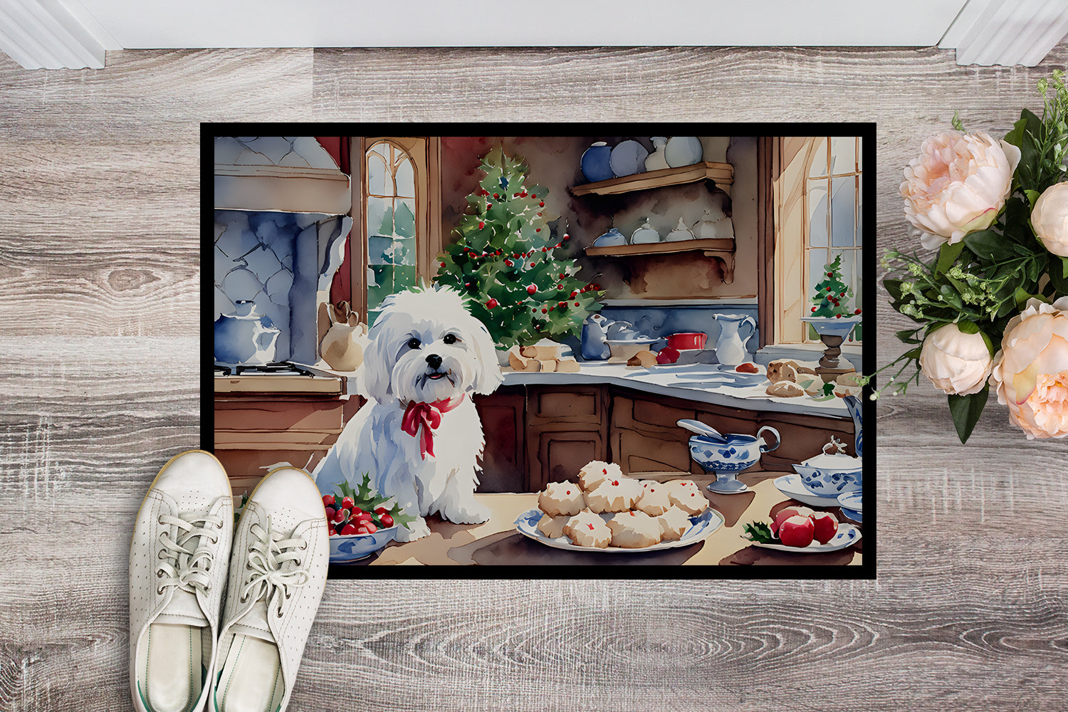 Maltese Christmas Cookies Doormat