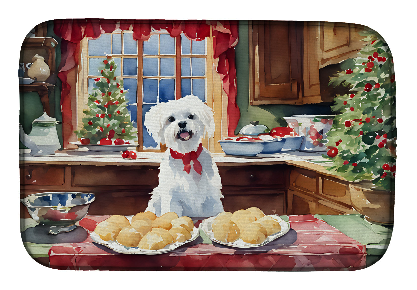 Buy this Maltese Christmas Cookies Dish Drying Mat