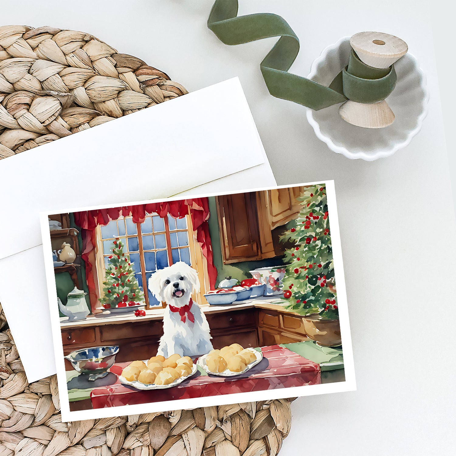 Maltese Christmas Cookies Greeting Cards Pack of 8