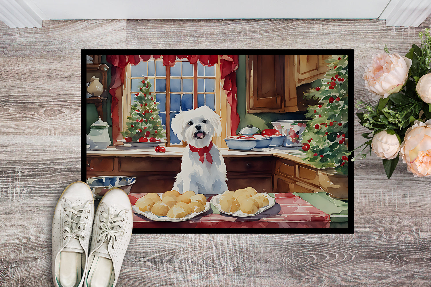 Maltese Christmas Cookies Doormat