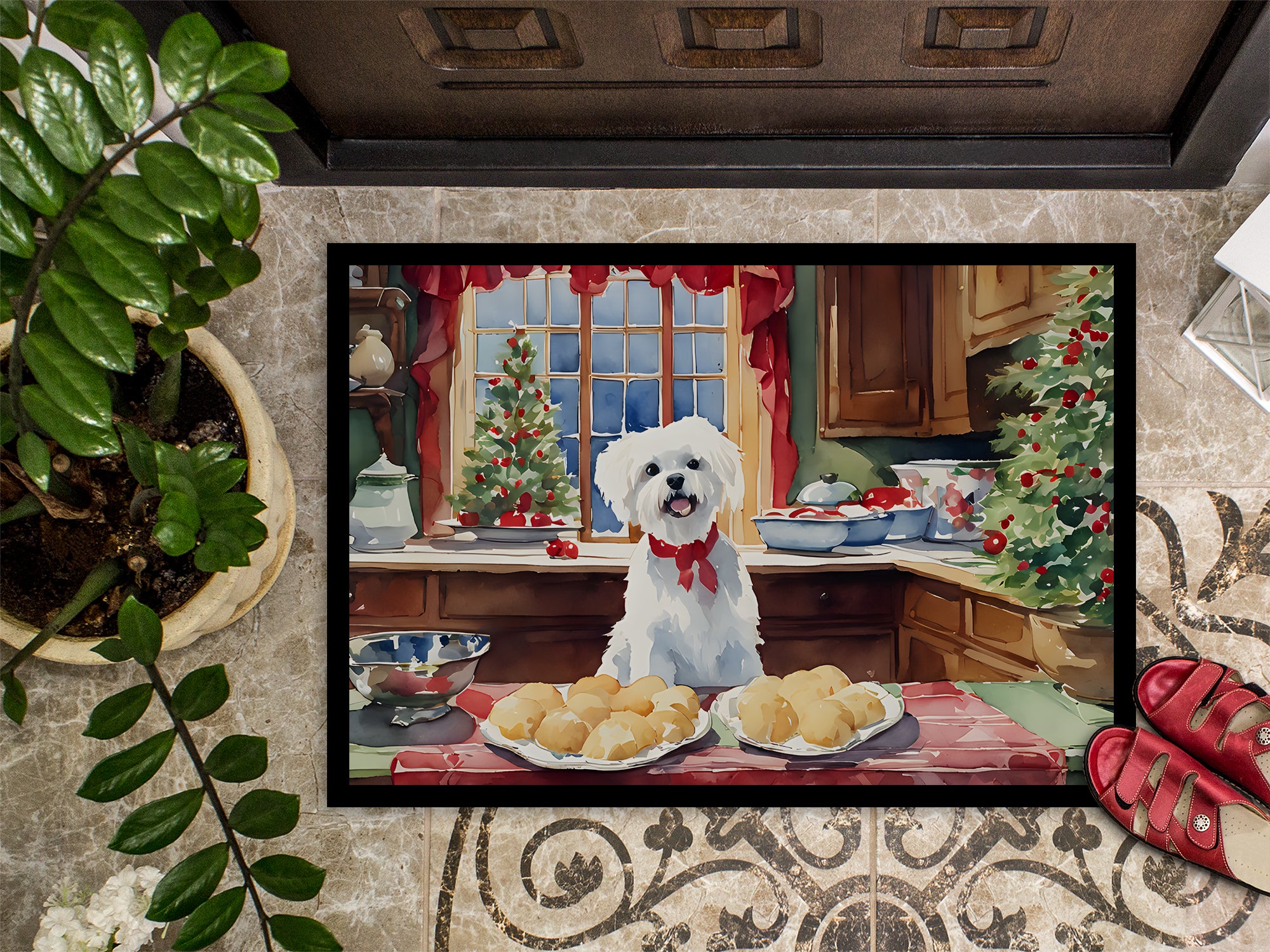 Maltese Christmas Cookies Doormat