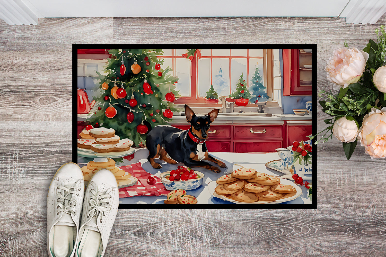 Buy this Miniature Pinscher Christmas Cookies Doormat