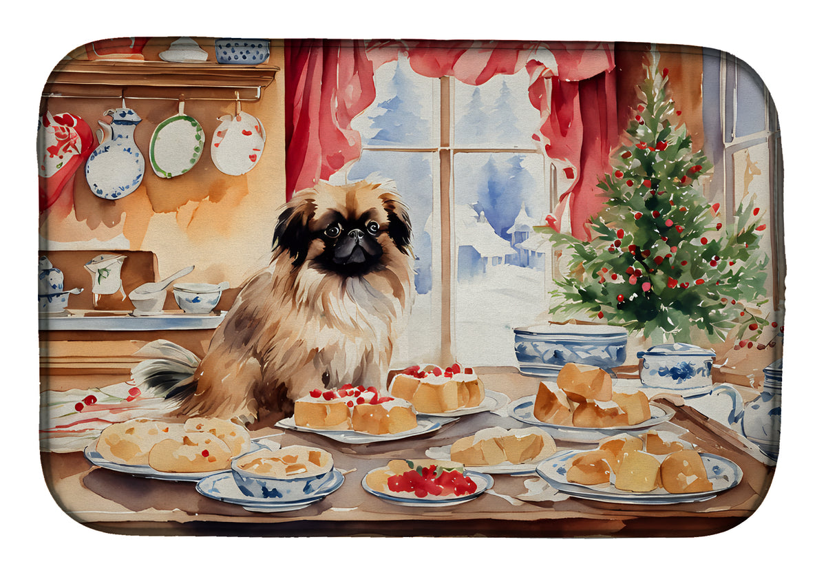 Buy this Pekingese Christmas Cookies Dish Drying Mat