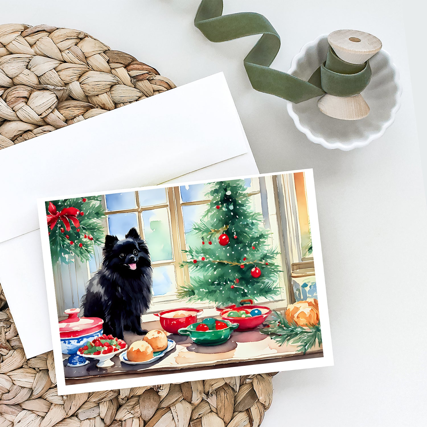 Buy this Pomeranian Christmas Cookies Greeting Cards Pack of 8