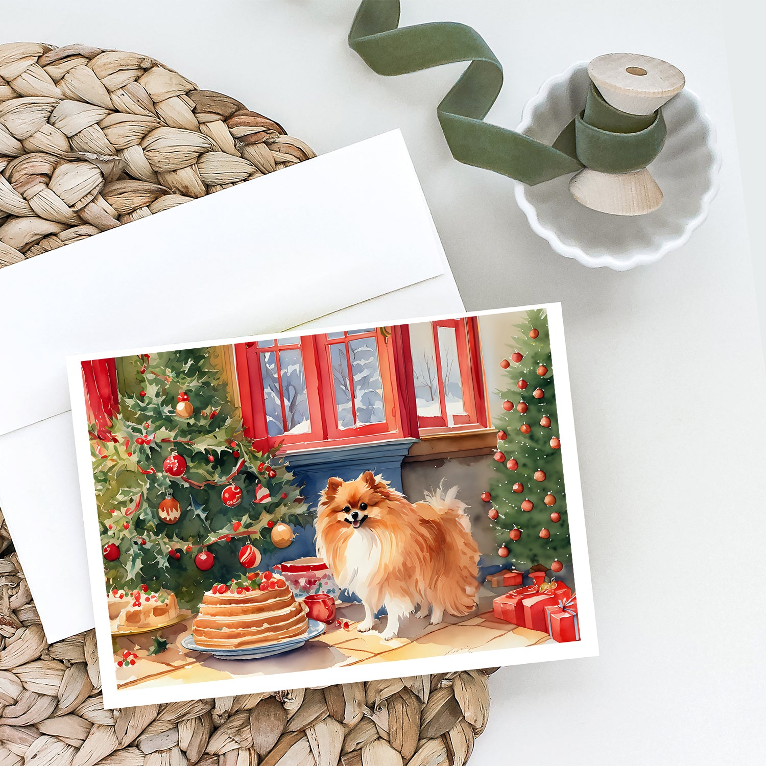 Buy this Pomeranian Christmas Cookies Greeting Cards Pack of 8