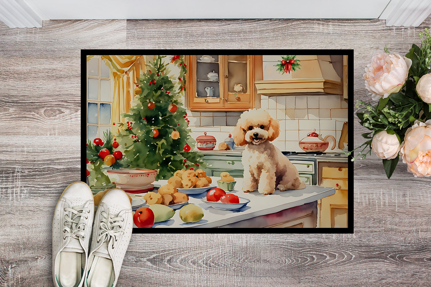 Poodle Christmas Cookies Doormat