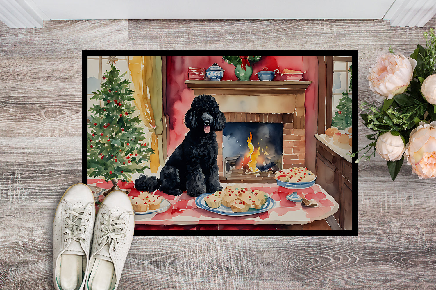 Poodle Christmas Cookies Doormat