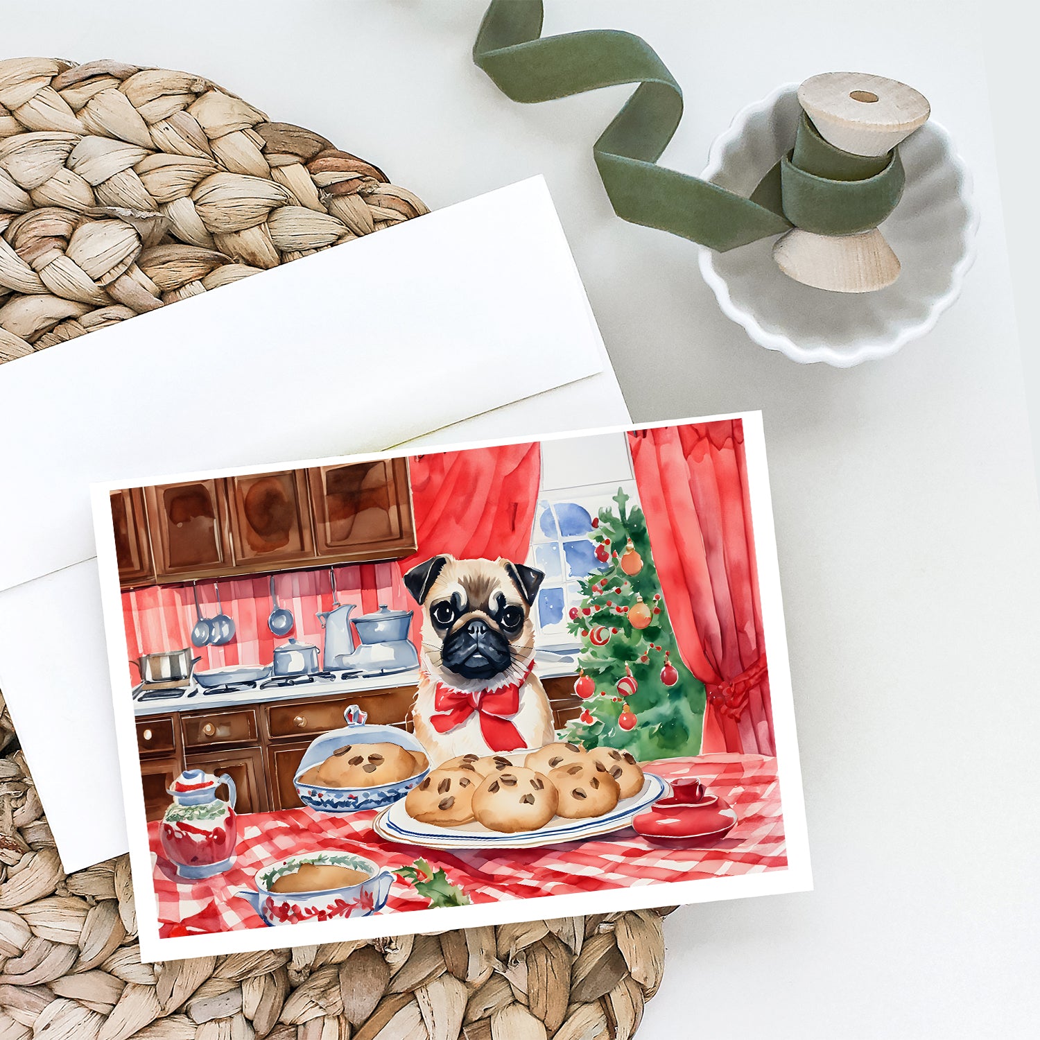 Buy this Pug Christmas Cookies Greeting Cards Pack of 8