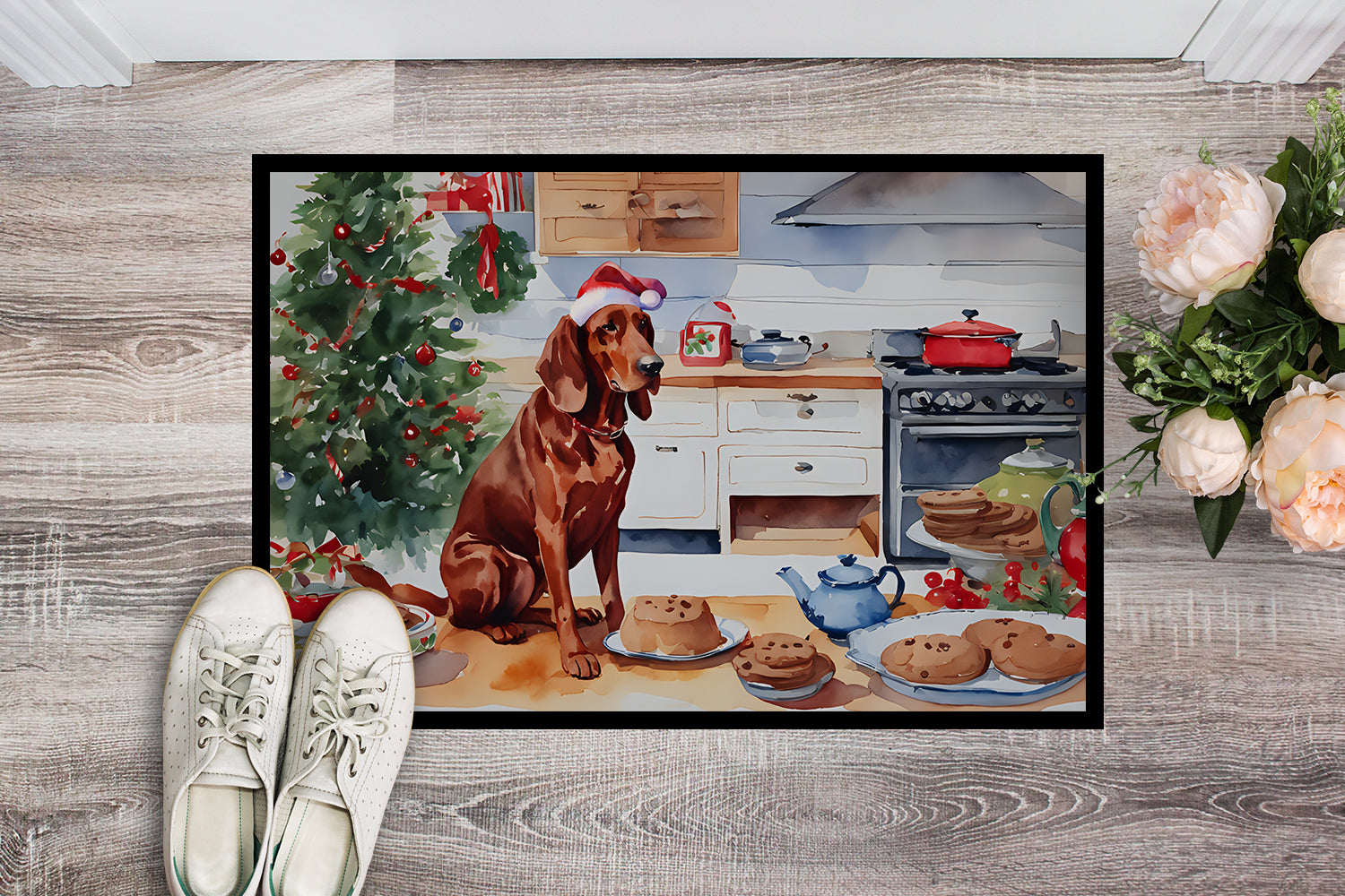 Buy this Redbone Coonhound Christmas Cookies Doormat