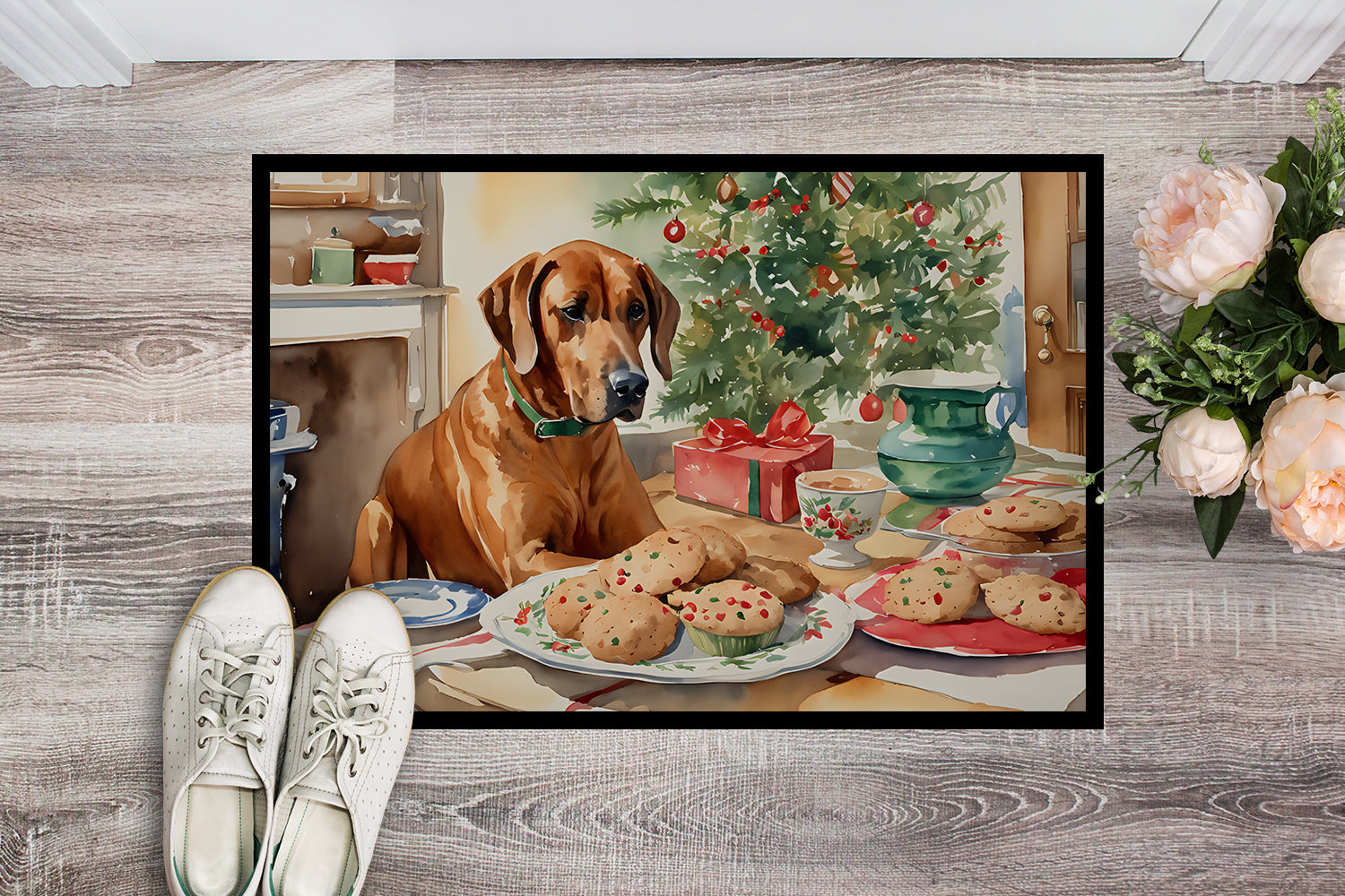 Buy this Rhodesian Ridgeback Christmas Cookies Doormat