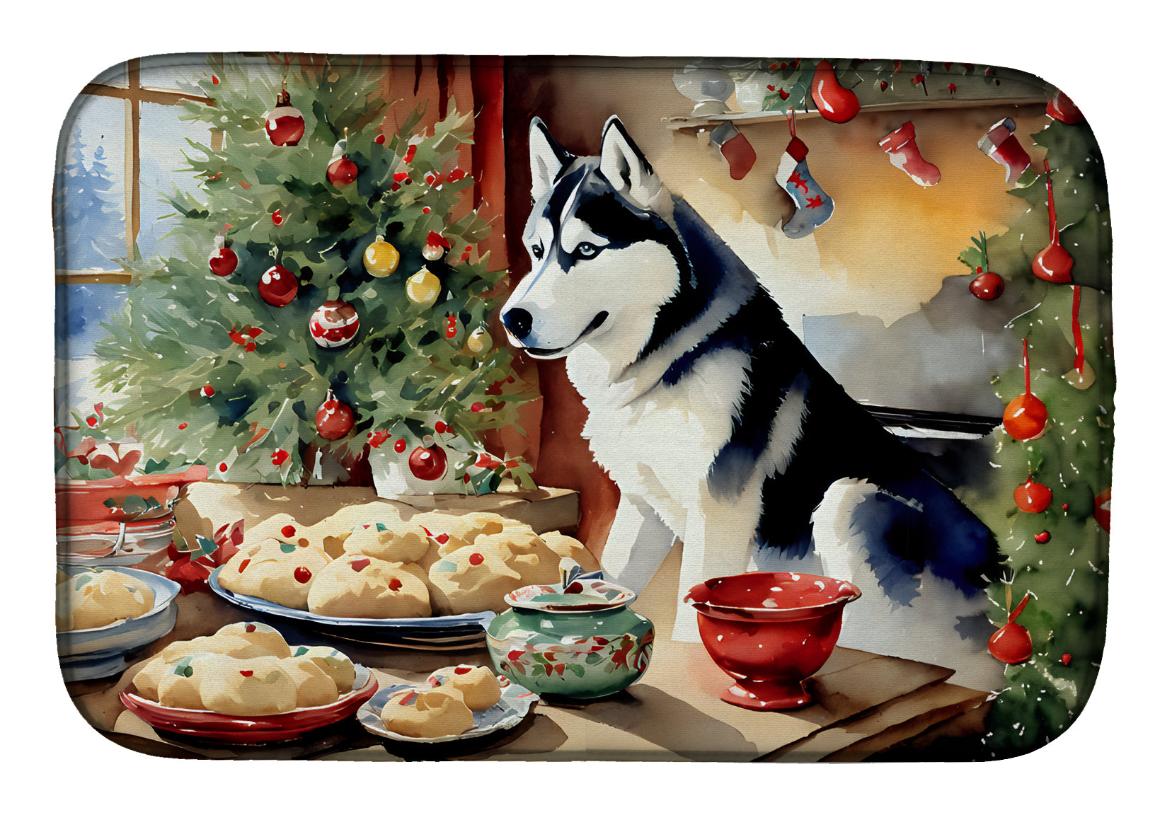 Buy this Siberian Husky Christmas Cookies Dish Drying Mat