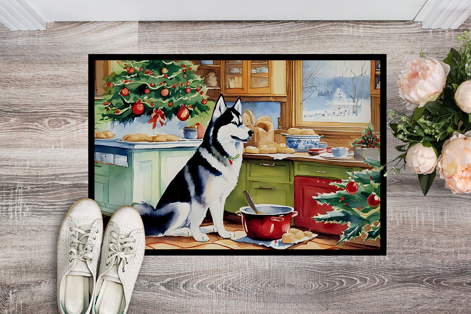 Buy this Siberian Husky Christmas Cookies Doormat