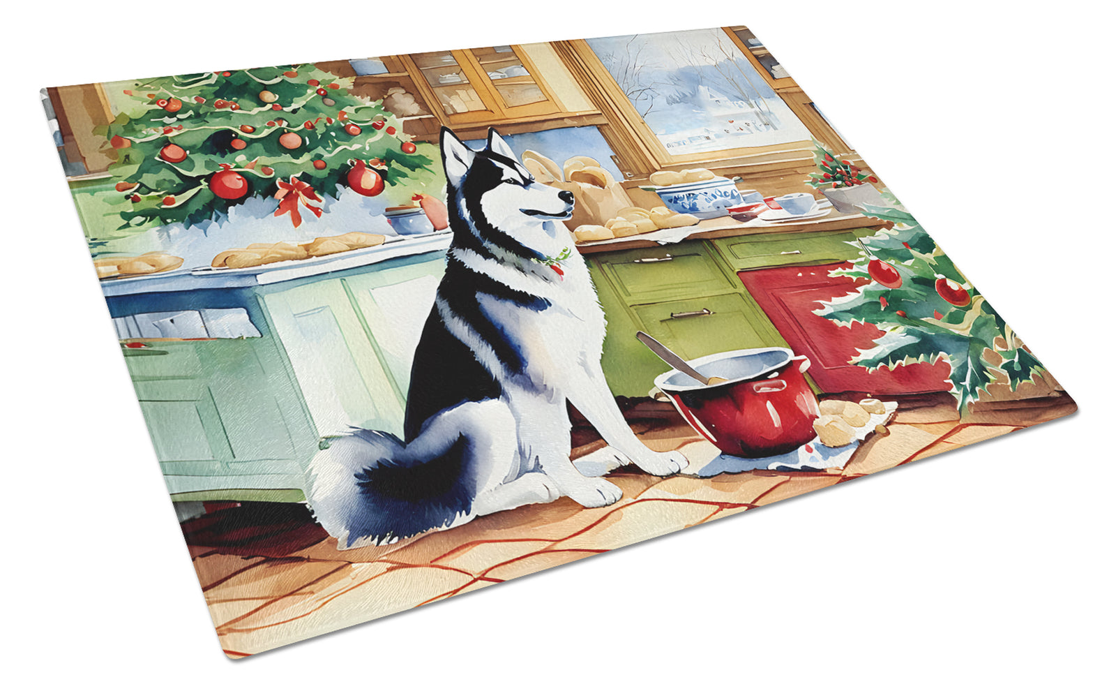 Buy this Siberian Husky Christmas Cookies Glass Cutting Board