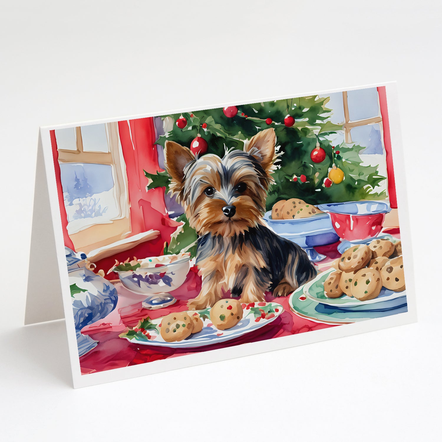 Buy this Yorkshire Terrier Yorkie Christmas Cookies Greeting Cards Pack of 8