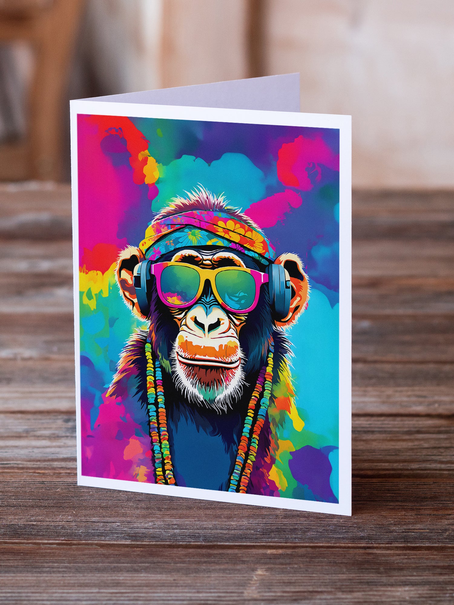 Hippie Animal Chimpanzee Greeting Cards Pack of 8