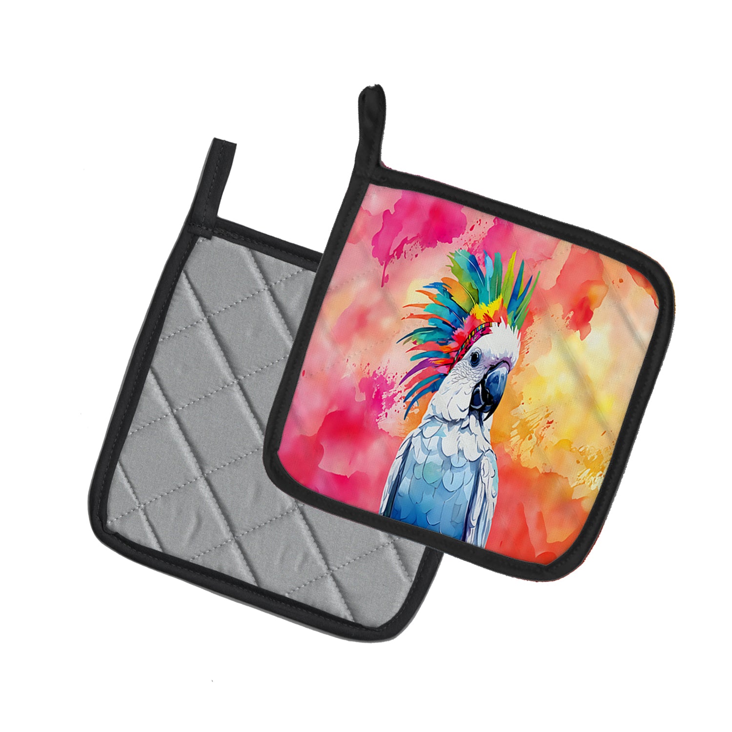 Hippie Animal Cockatoo Pair of Pot Holders