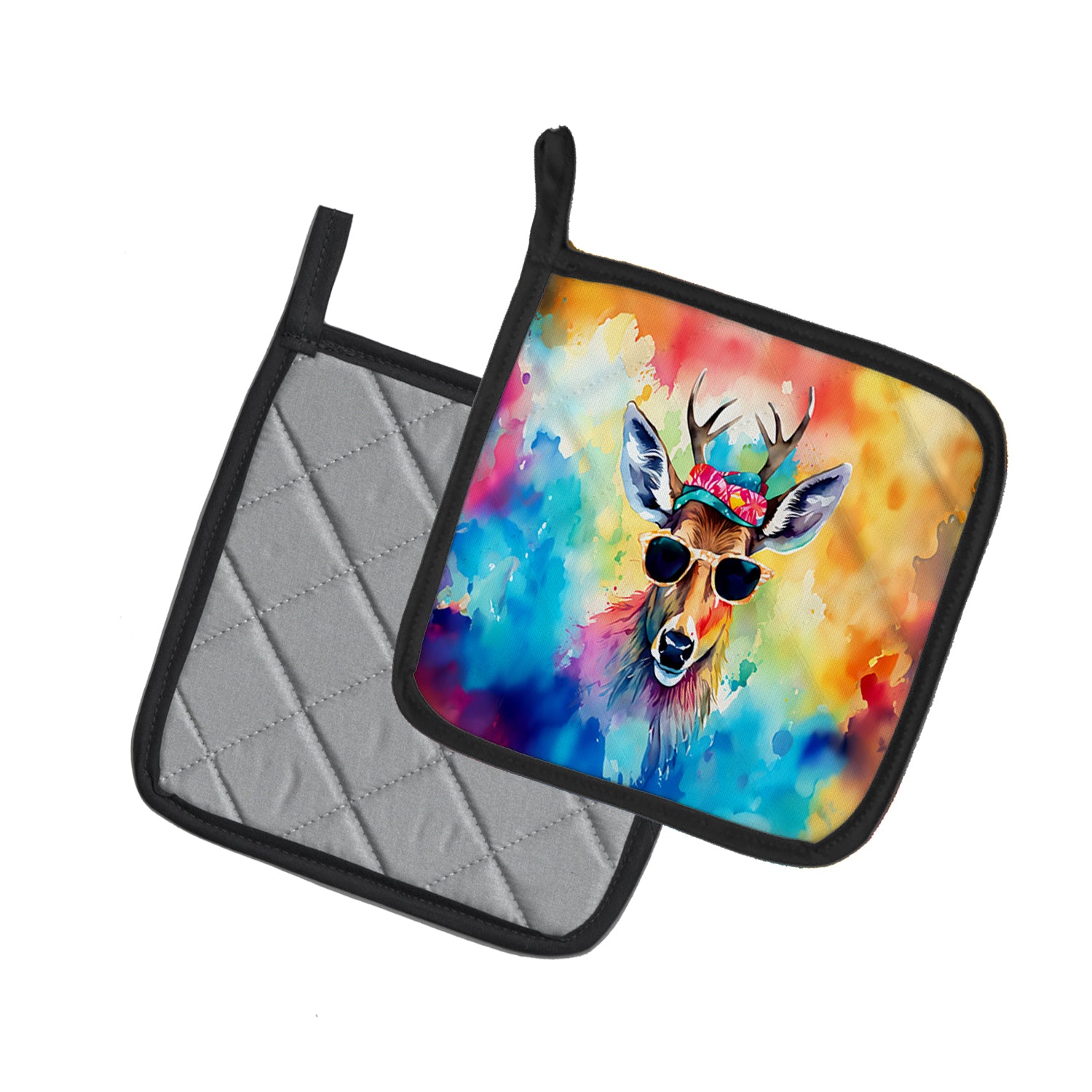 Hippie Animal Deer Pair of Pot Holders